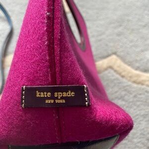 kate spade magenta felt satchel with gold logo plaque